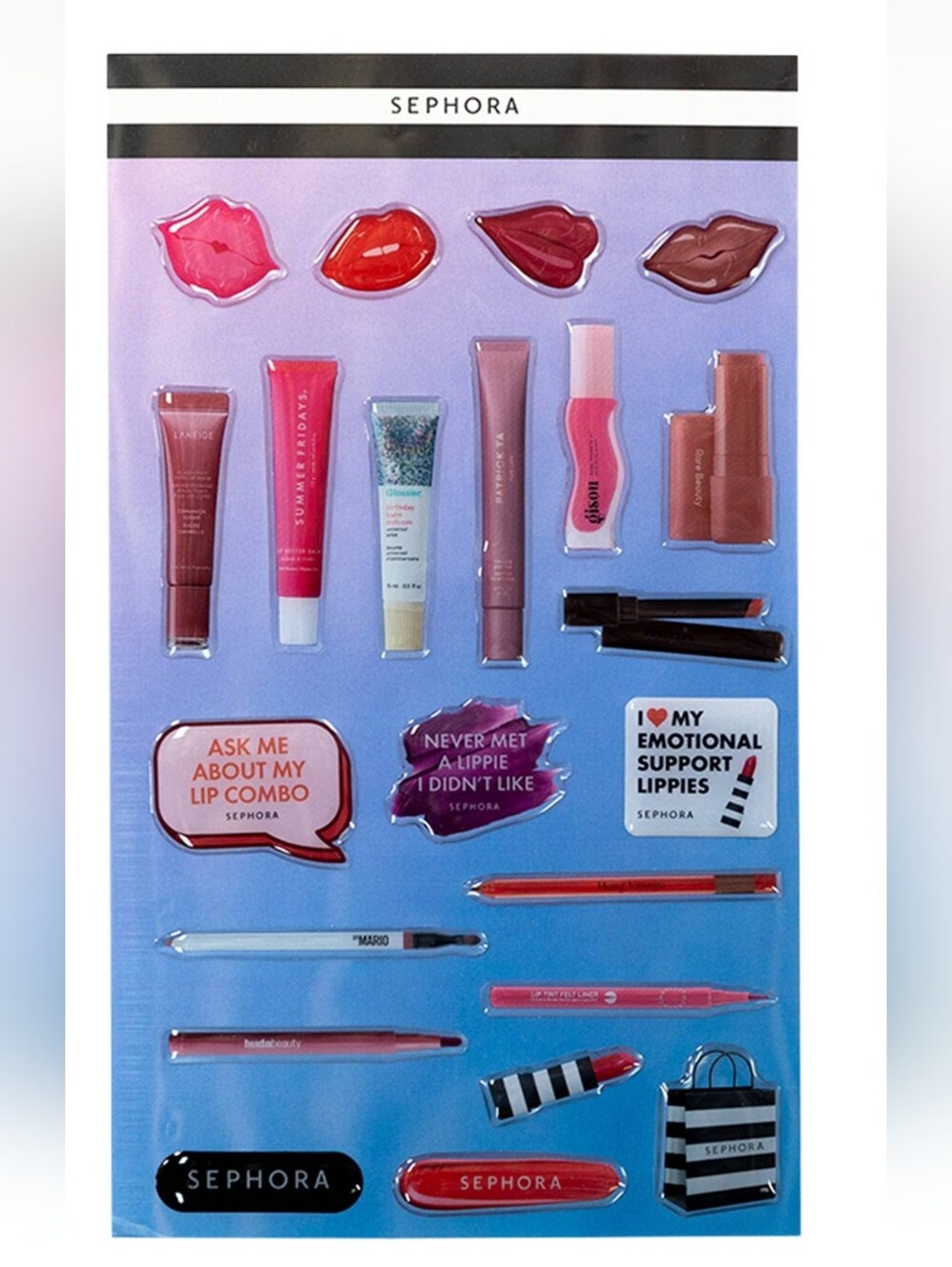 Sephora Lipstick And Gloss Sticker Sheet - NEW